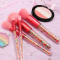 New 5pcs Candy Makeup Brush Color Plastic Particles Transparent Handle Makeup Brush Set